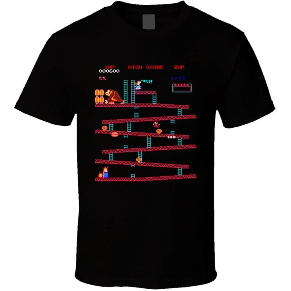 Donkey Kong Retro Gaming Graphic Tee Classic Arcade Fan Style Unisex T-Shirt .